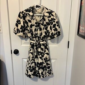 Floral Black and Cream Dress